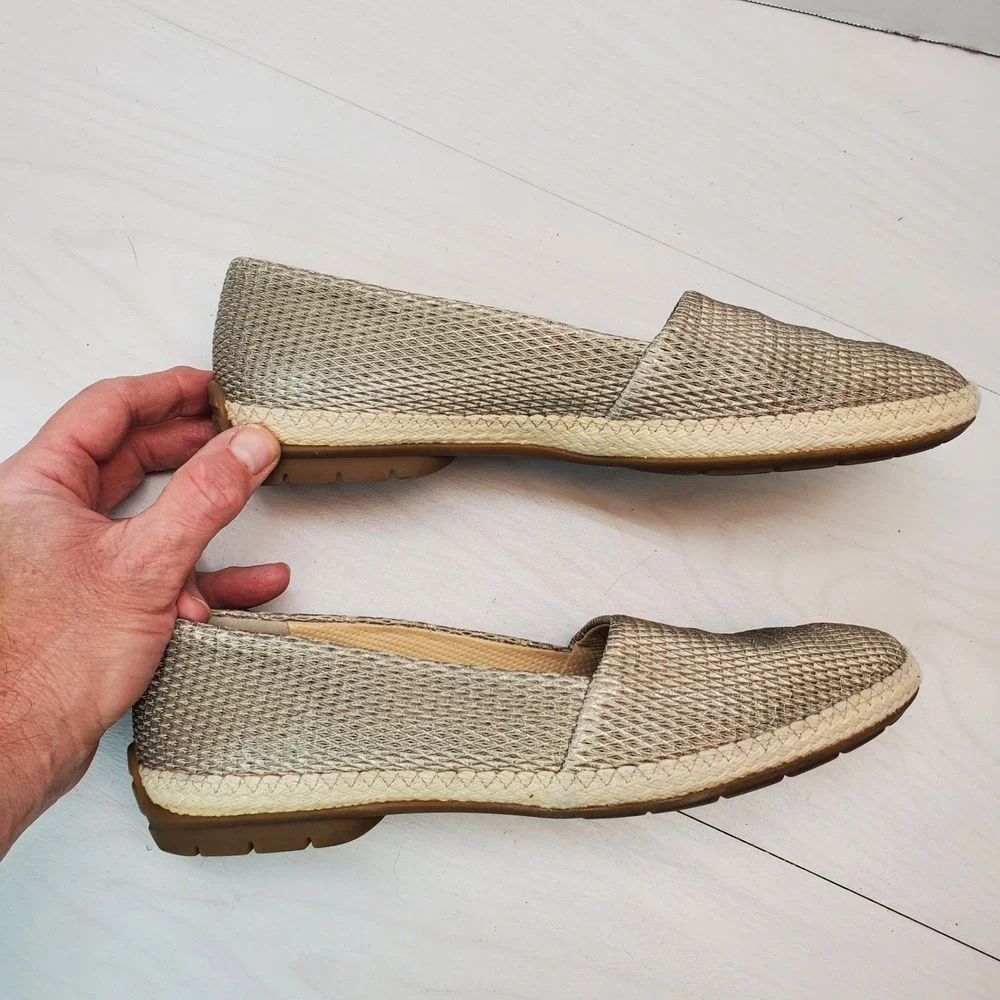 Paul Green Woven Leather Espadrille Flats Made in‎ Austria 6.5 Resort-Ready